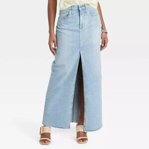 Women's NWT Universal Thread High-Rise Denim Maxi‎ Skirt Size 14